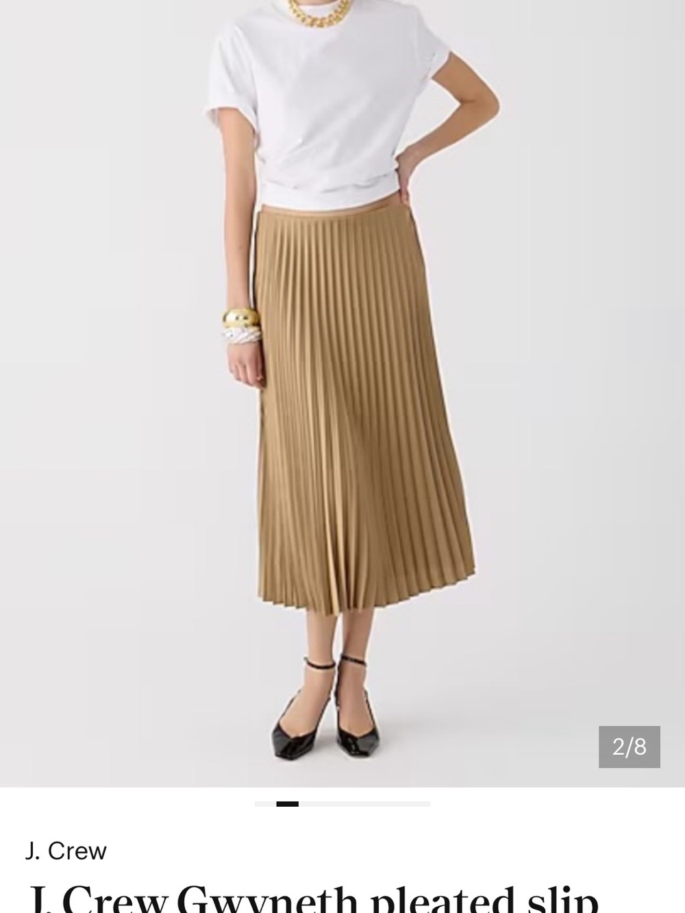 J. Crew Pleated A-Line Midi Skirt in Camel Brown - Picture 3 of 4